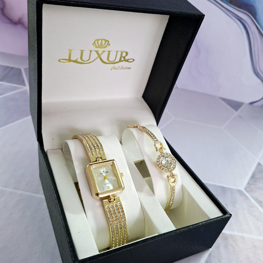 Combo reloj y pulsera LUXUR con estuche de lujo